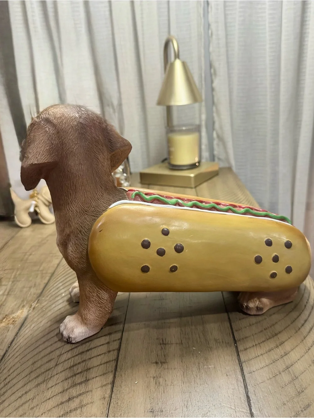 Brown Dachshund Hot Dog Dog Figurine Decorative Pet Accent